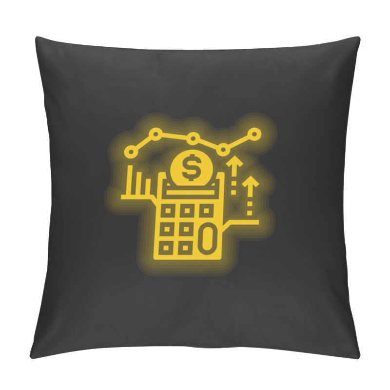 Personality  Accounting Yellow Glowing Neon Icon Pillow Covers