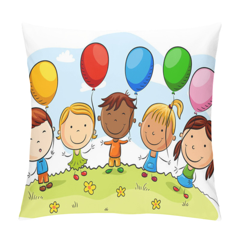 Personality  Happy Kid Cartoon Isolated On White Background Pillow Covers