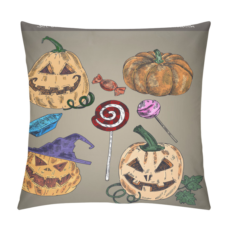 Personality  Set Of Elements For Decoration. Theme - Halloween Pillow Covers