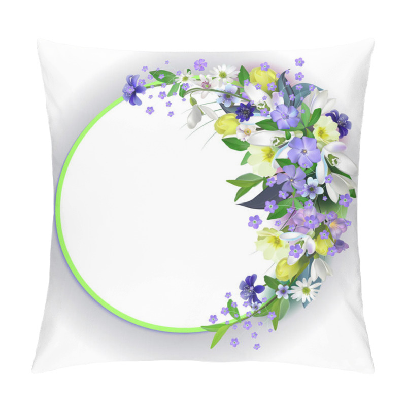 Personality  Spring Primroses Card With Space For Text In A Round Frame. Spri Pillow Covers