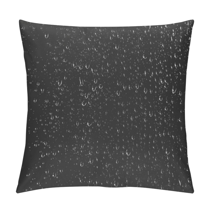 Personality  Dirty Window Glass With Drops Of Rain. Atmospheric Monochrome Dark Background With Raindrops. Droplets And Stains Close Up. Detailed Transparent Texture In Macro With Copy Space. Night Rainy Weather. Pillow Covers