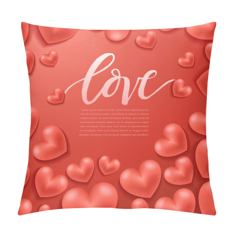 Personality  Happy Valentines Day Elements : Realistic Valentine Hearts On Background : Vector Illustration Pillow Covers