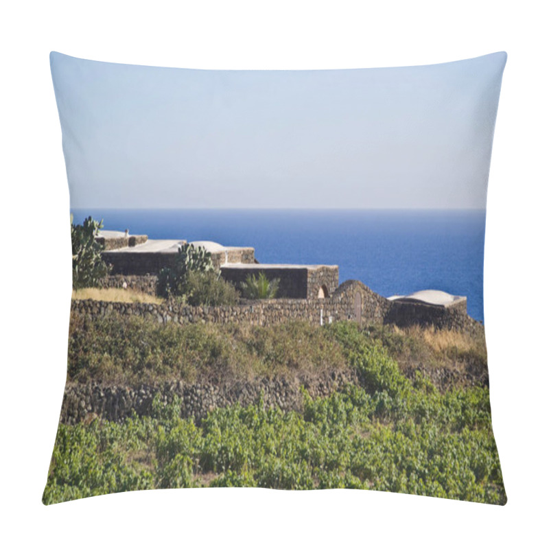 Personality  ITALY, Sicily, Pantelleria Island, Wineyards, Prickly Pears And Dammusi, Tipical Local Stone Houses In Arabic Style, In The Countryside Of The Island Pillow Covers