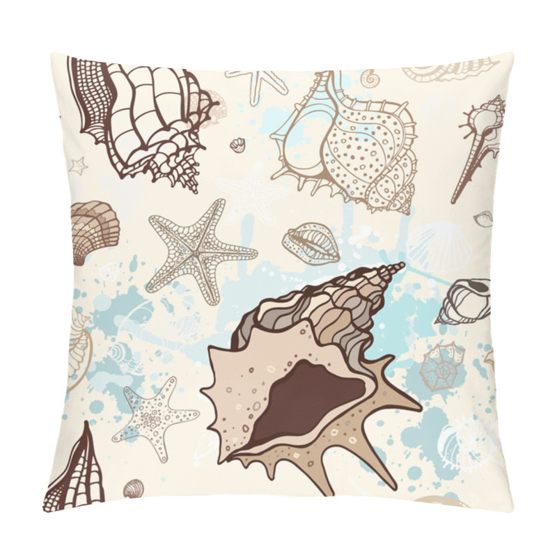 Personality  Sea Background. Hand Drawn Vector Illustration Pillow Covers