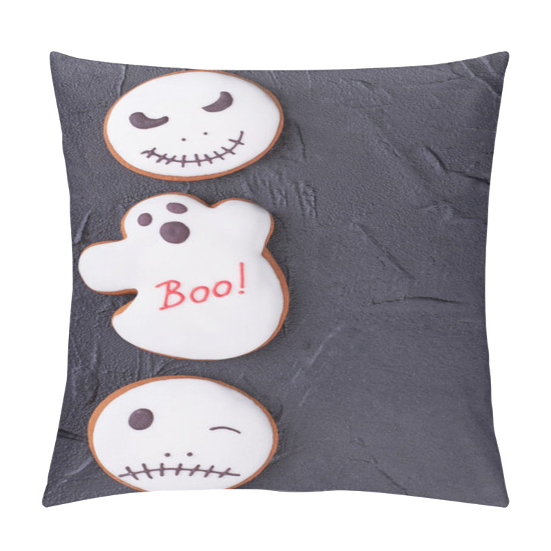 Personality  Border From White Halloween Gingerbread Cookies. Pillow Covers