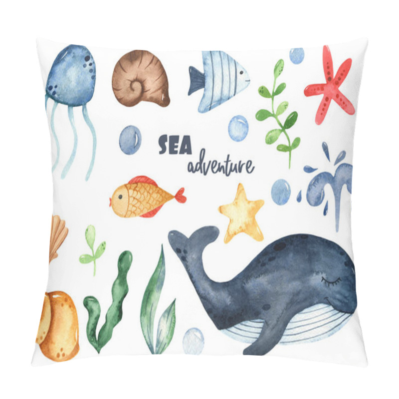 Personality  Children Sailors On The Sea Landscape, Ships On A White Background. Watercolor Seamless Pattern Pillow Covers