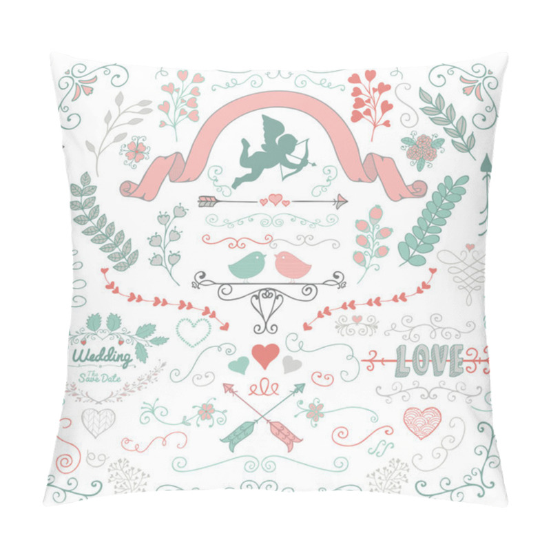 Personality  Vector Hand Sketched Rustic Flourish Design Elements Pillow Covers