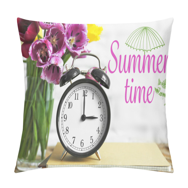 Personality  Alarm Clock With Tulips Bouquet And Text Pillow Covers