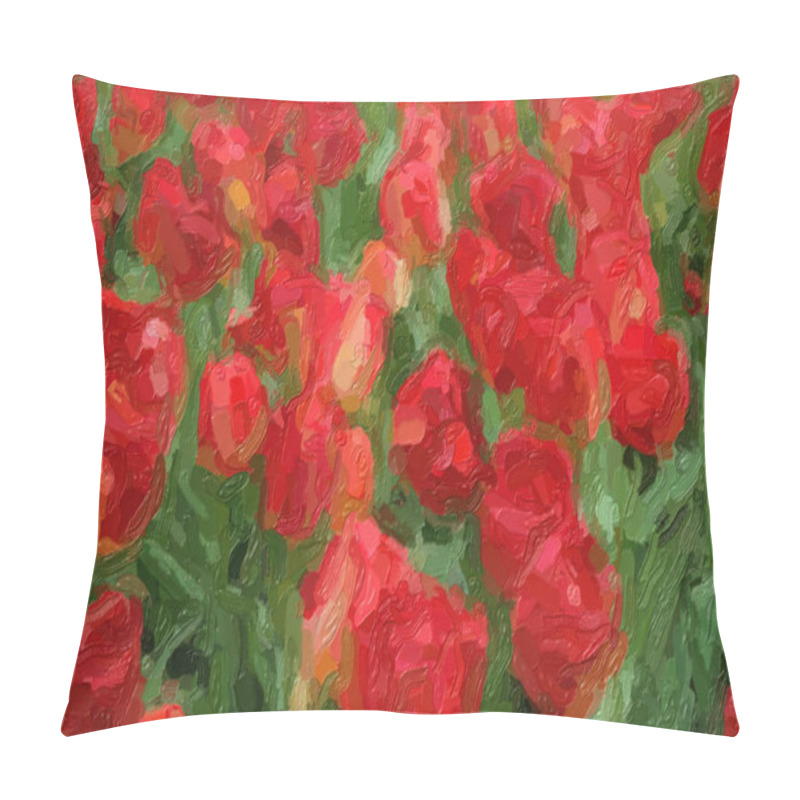 Personality  Beautiful Oil Painted Dutch Flowers Blooming In Spring Field Pillow Covers