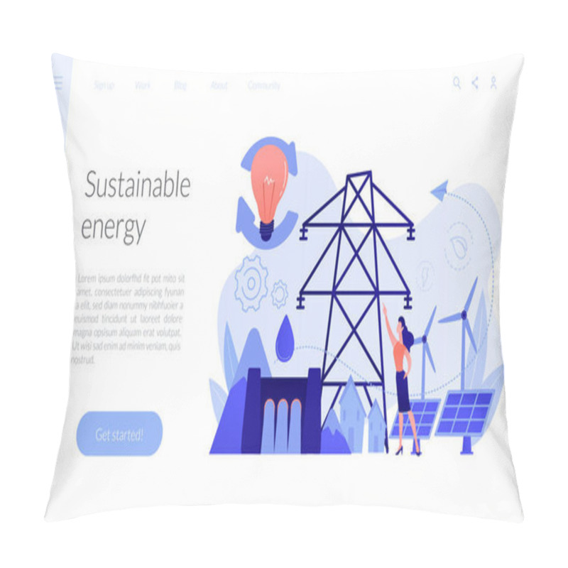 Personality  Sustainable Energy Concept Landing Page. Pillow Covers