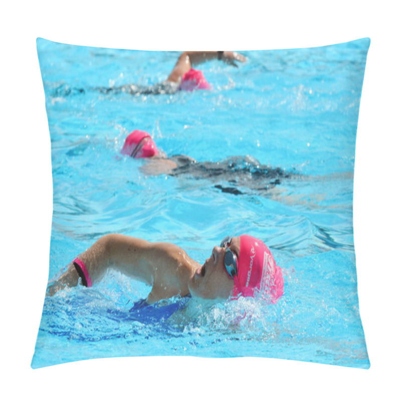 Personality  Australian Women Participate In Triathlon Pink. Pillow Covers