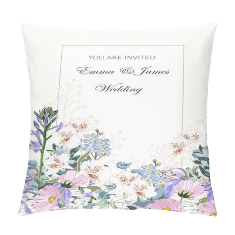 Personality  Wild Flowers Bouquet Elegant Card Template. Floral Poster, Invite. Vector Arrangements For Greeting Card Or Invitation Design. Pillow Covers