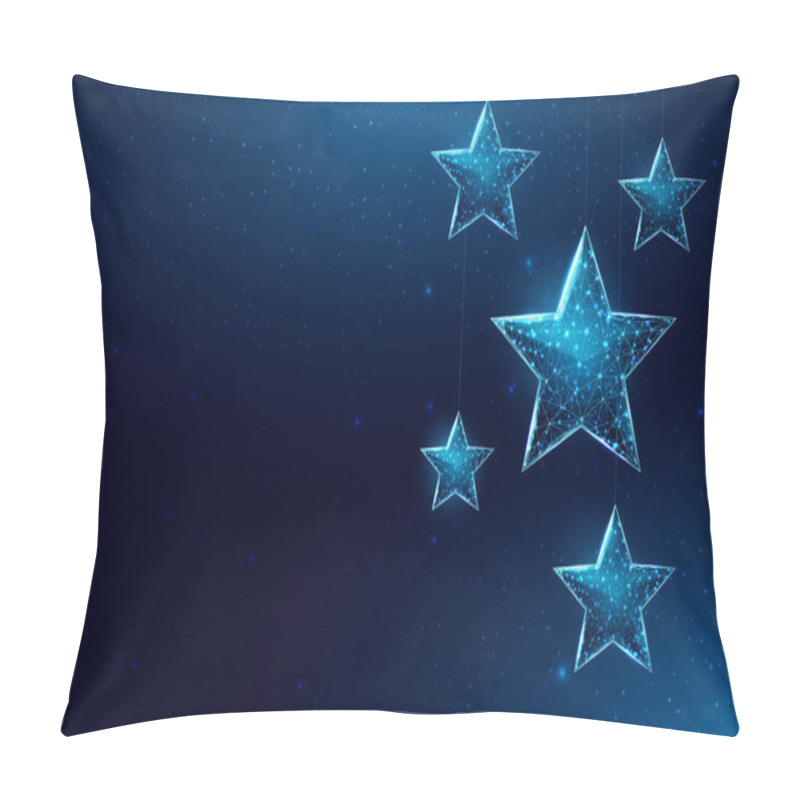 Personality  Wireframe Stars, Low Poly Style. Banner For The Concept Of Christmas Or New Year With A Place For An Inscription. Abstract Modern 3d Vector Illustration On Blue Background. Pillow Covers