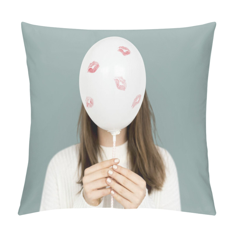 Personality  Lady Holding Balloon Pillow Covers