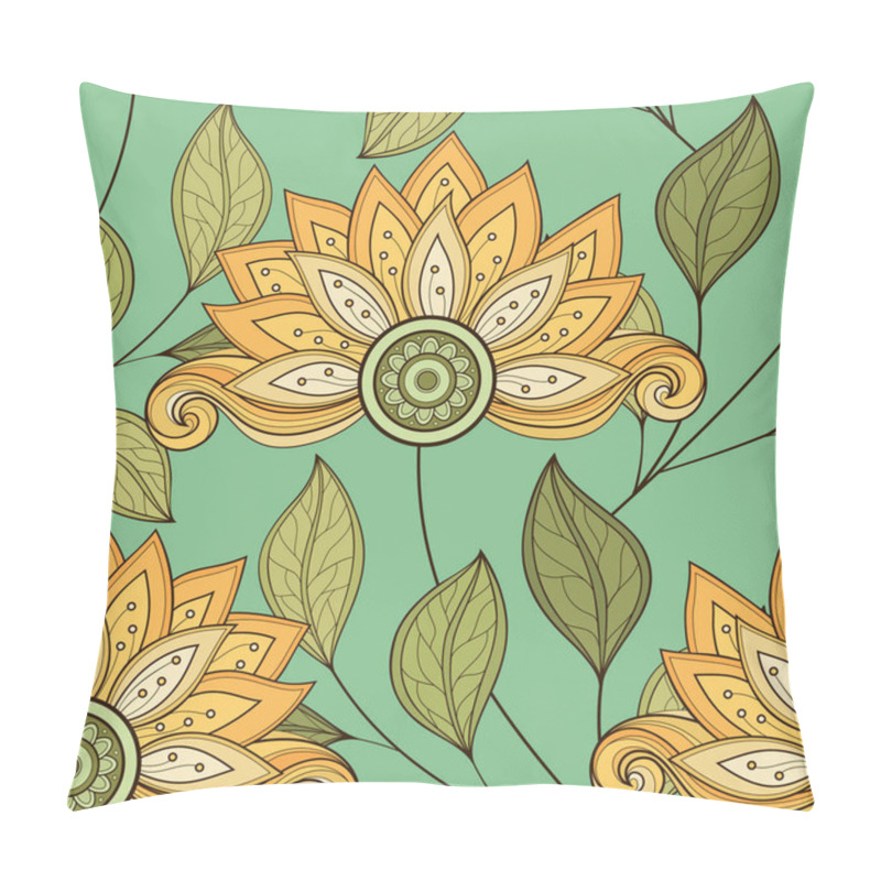 Personality  Seamless Pattern With Abstract Flowers And Leaves. Endless Texture With Floral Motifs. Nature Inspired Abstract Elements. Fabric Textile, Wrapping Paper, Wallpaper. Vector Contour Illustration Pillow Covers