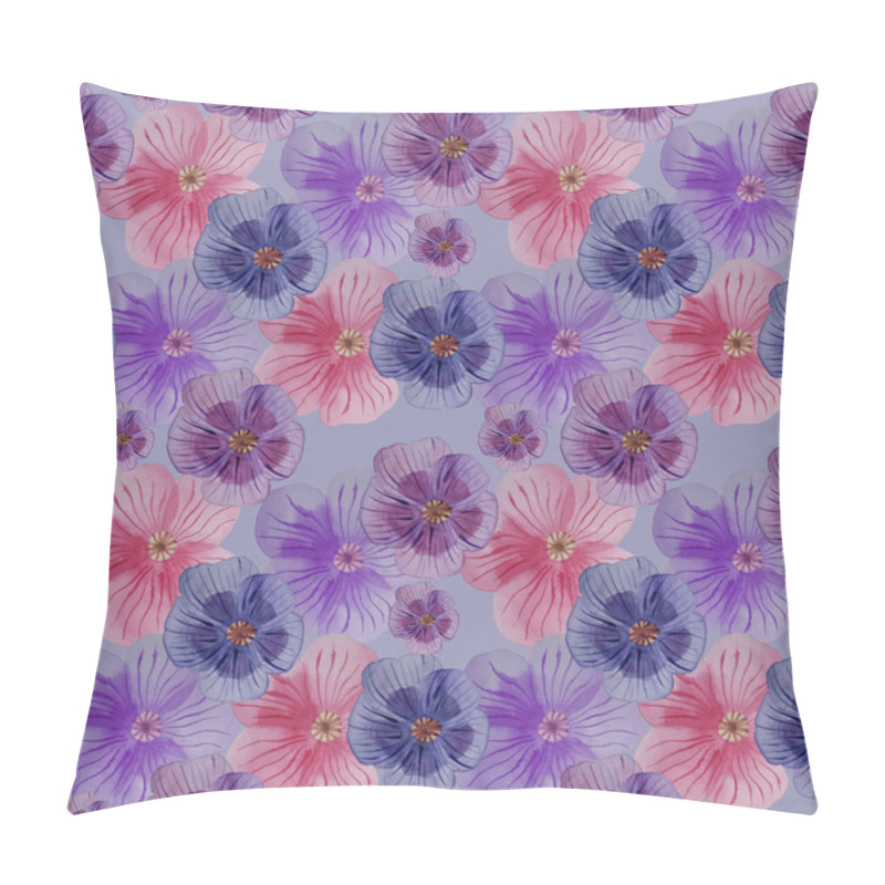 Personality  Watercolor Floral Seamless Pattern. Suitable For The Design Of Graphic Works, Textiles, Packaging. Delicate Violet Flowers In Pink-blue And Lilac Colors Pillow Covers