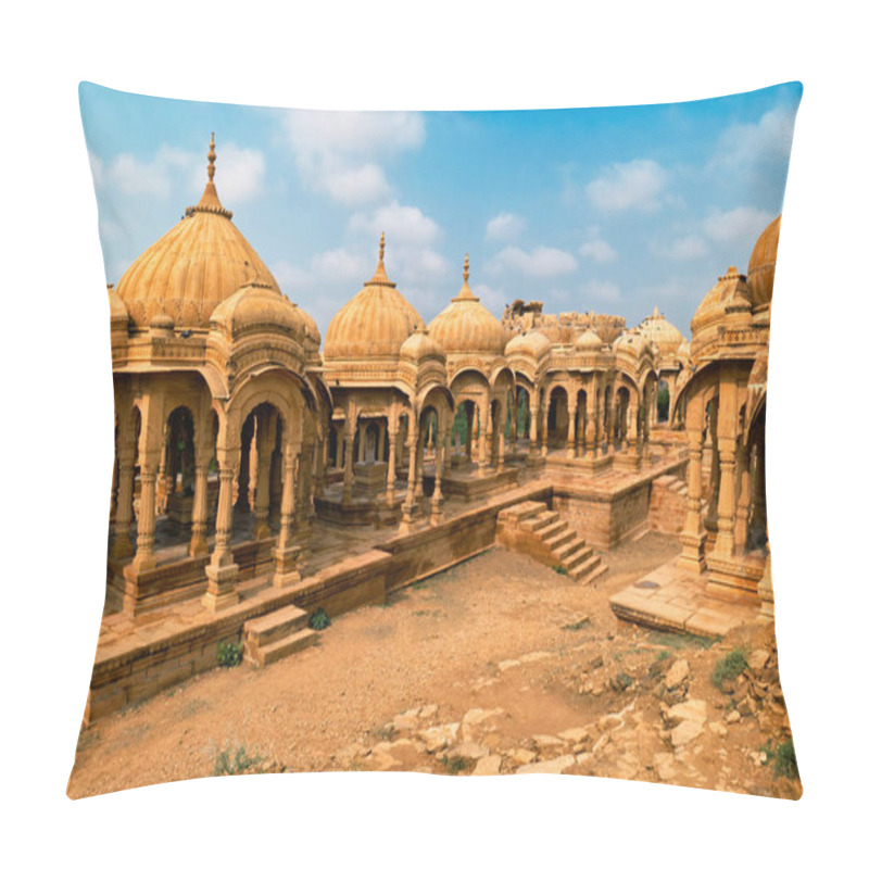 Personality  Bada Bagh Cenotaphs Hindu Tomb Mausoleum . Jaisalmer, Rajasthan, India Pillow Covers