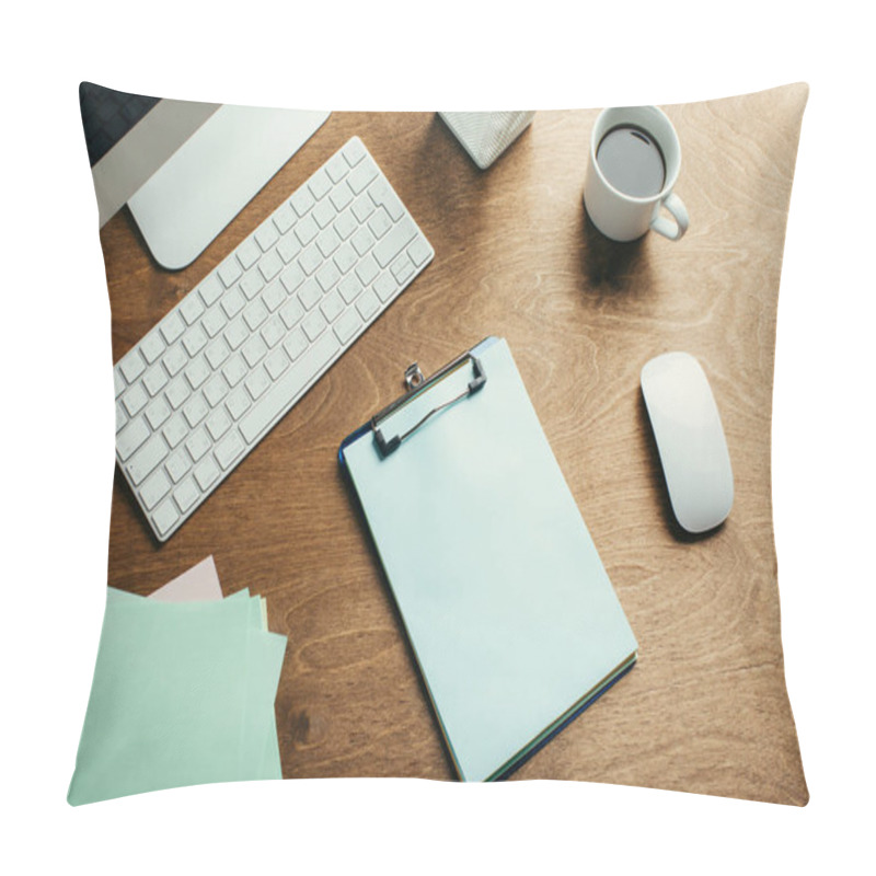 Personality  Business Concept, Desktop, Keyboard, Tablet And Coffee Pillow Covers