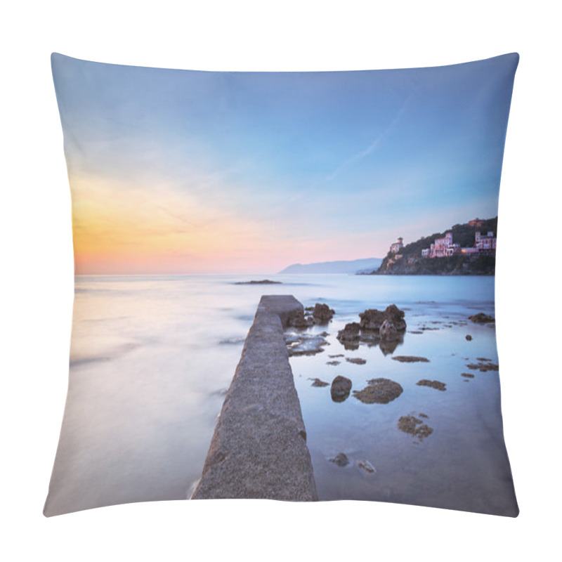 Personality  Castiglioncello Bay Concrete Pier, Rocks And Sea On Sunset. Tusc Pillow Covers