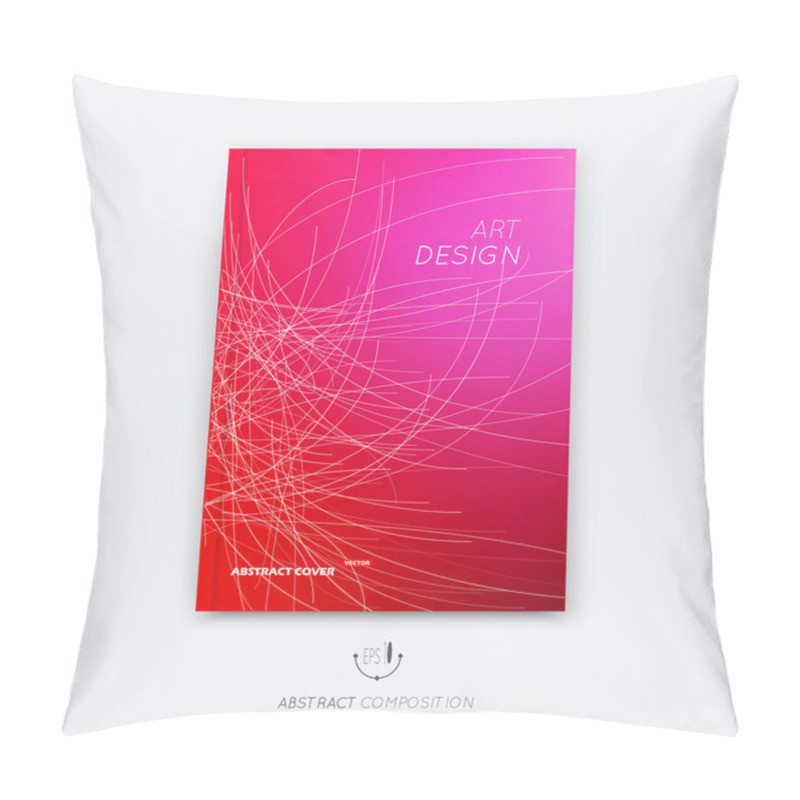 Personality  Abstract Composition, Bright Pink Font Texture, Web Section Trademark, White Curve Lines Construction, Red Brochure Title Sheet, Creative Figure Logo Icon, Commercial Offer, Banner Form, Flyer Fiber Pillow Covers