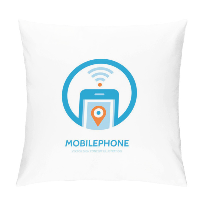 Personality  Mobile Location Vector Logo Concept Illustration. Smarthone Vector Logo Creative Design. Mobile Technology Logo. Cellpnone Logo. Wi-fi Mobile Phone Logo Design. GPS Location In Smartphone. Pillow Covers