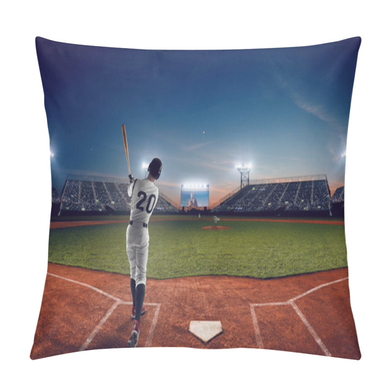 Personality  Baseball Player At Professional Baseball Stadium In Evening Duri Pillow Covers