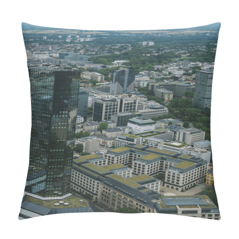 Personality  Aerial View Of Cityscape With Skyscrapers And Buildings In Frankfurt, Germany  Pillow Covers