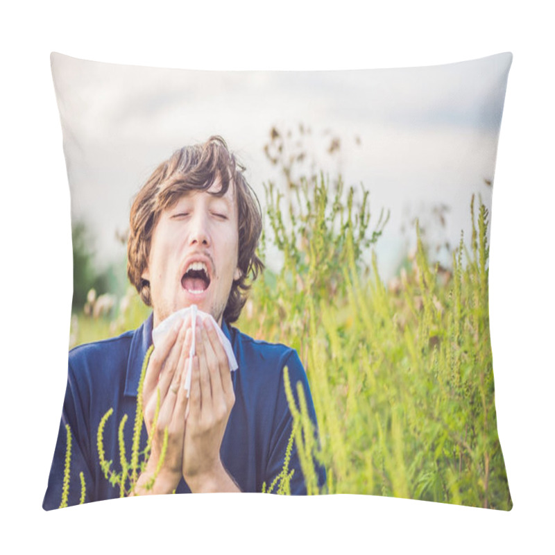 Personality  Young Man Sneezes Because Of An Allergy Pillow Covers