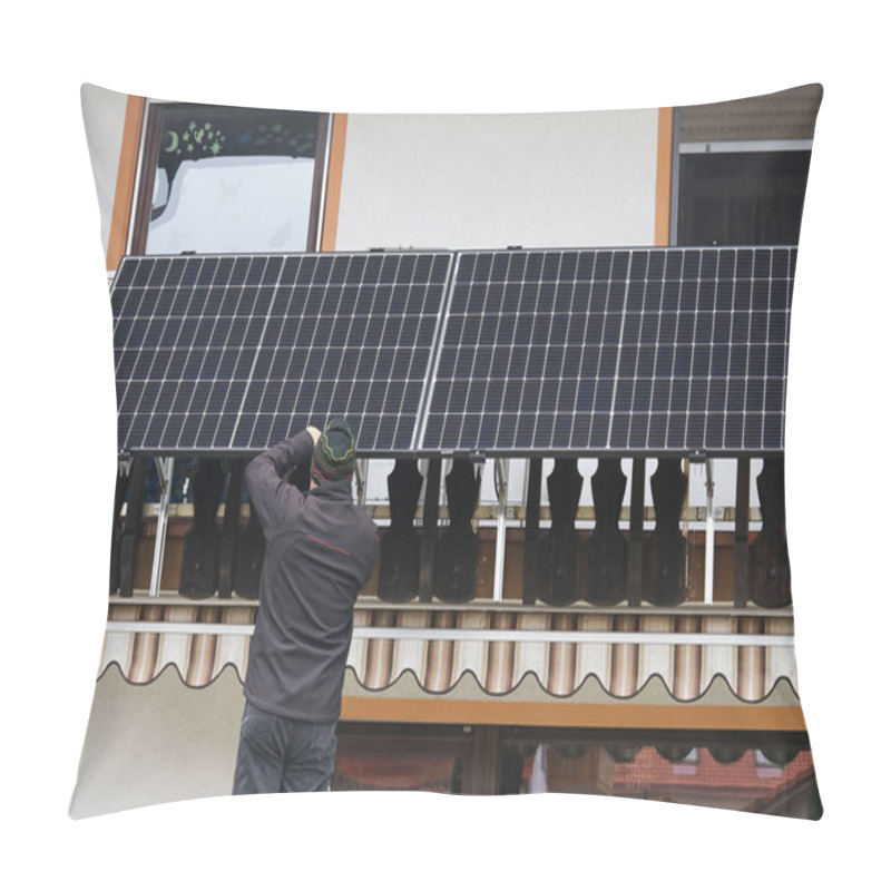 Personality  A Man Assembles A Balcony Power Plant To Generate Electricity Pillow Covers