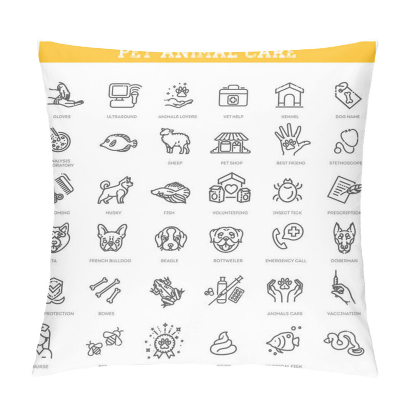 Personality  Vector Set, Outline Icon Set - Pet, Vet, Pet Shop, Pillow Covers