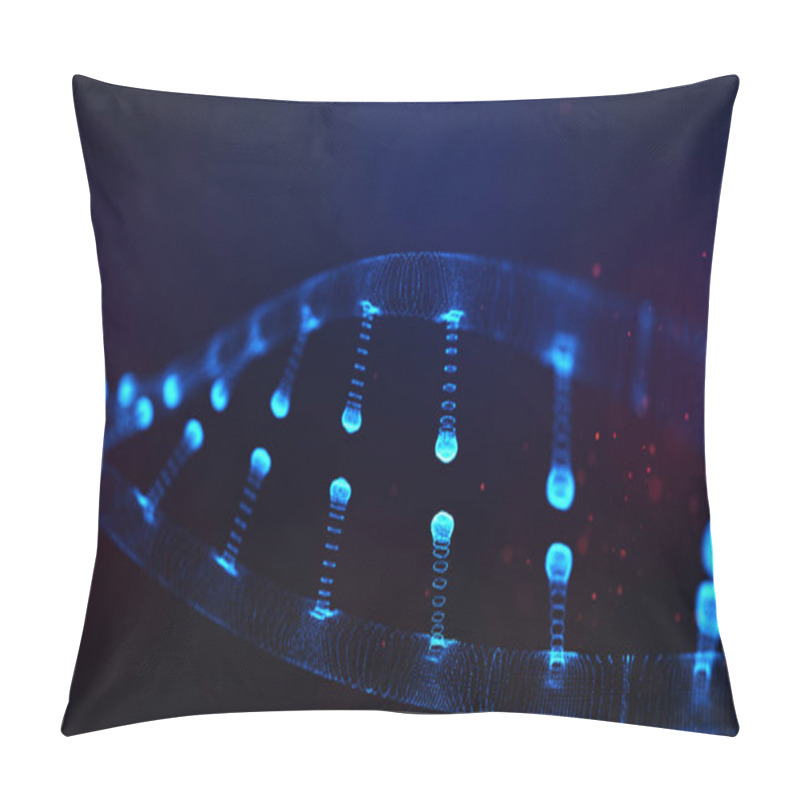 Personality  A Particulate 3D Rendered DNA On A Blue Bokeh Background. Pillow Covers