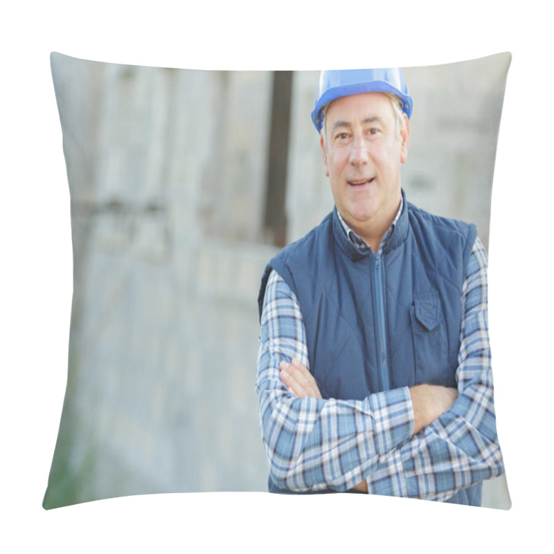 Personality  Happy Construction Worker Close Up Pillow Covers