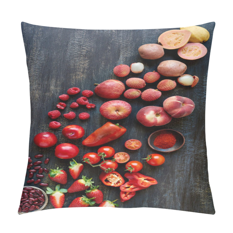 Personality  Vegetables And Fruits On Wooden Table Pillow Covers