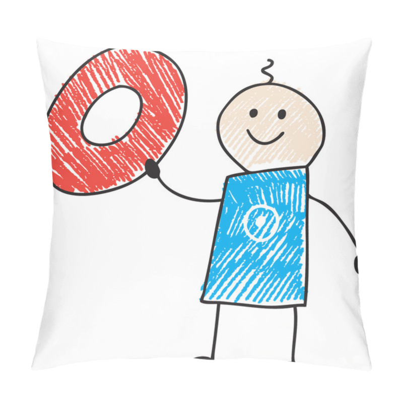 Personality  Doodle Child Holding Number Zero Pillow Covers