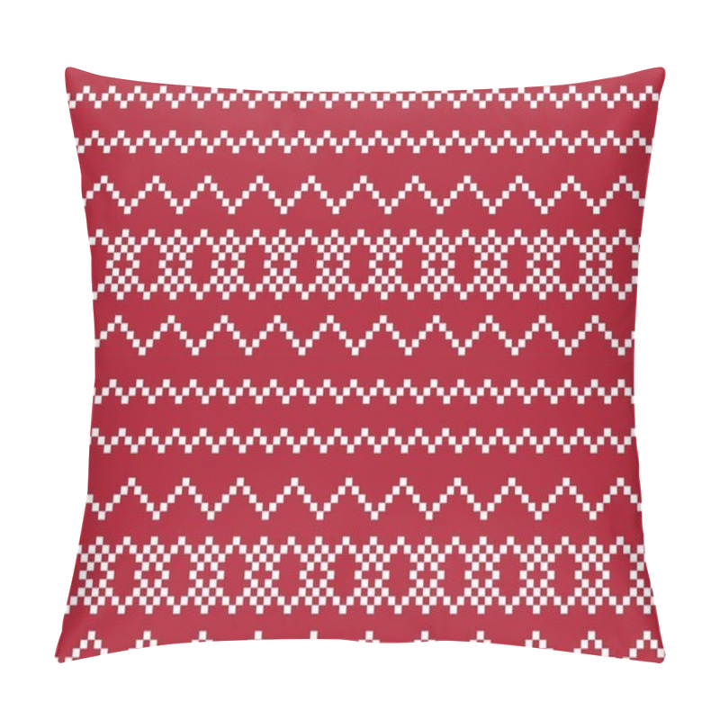 Personality  Red Christmas Fair Isle Pattern Background For Fashion Textiles, Knitwear And Graphics Pillow Covers