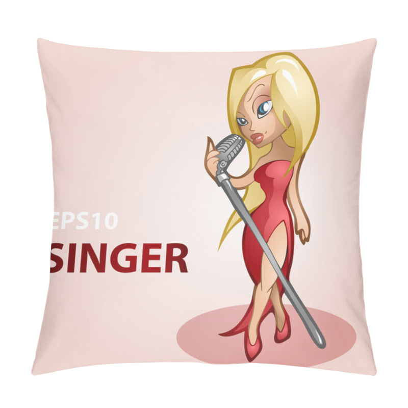 Personality  Vector Illustration Of A Singer In Red Dress. Pillow Covers