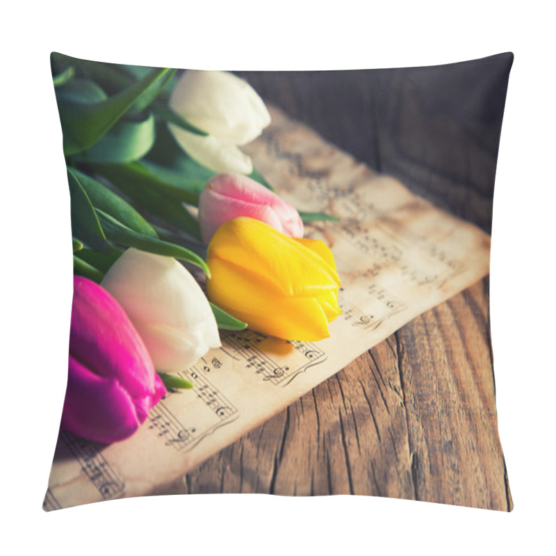 Personality  Tulips On A Music Notes Pillow Covers