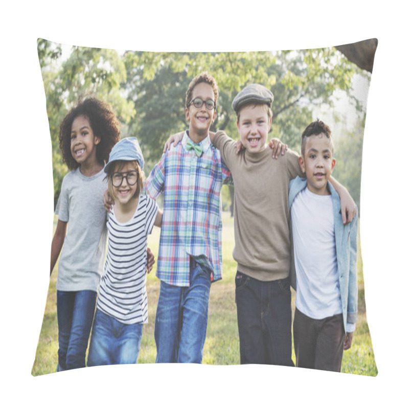 Personality  Children Having Fun In The Park Pillow Covers