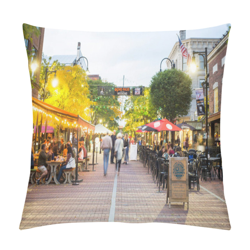 Personality  Evening Shoppers And Diners On Church Street In Burlington, Vermont On Wednesday, October 10, 2018. Pillow Covers