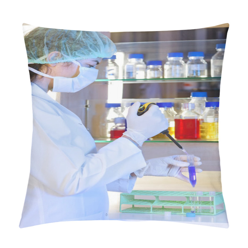 Personality   Female Lab Technician At Work In A Laboratory.  Pillow Covers