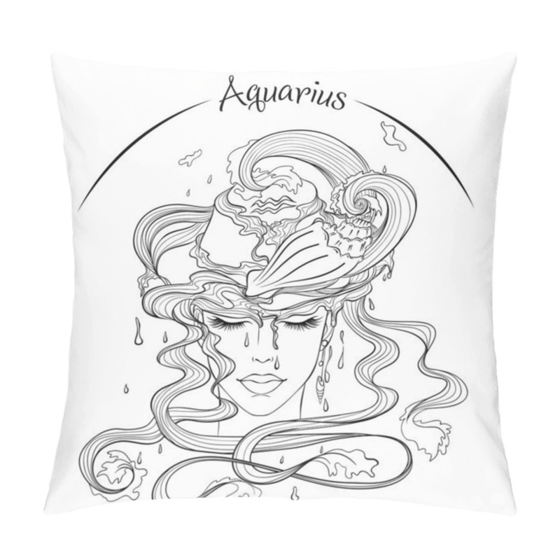 Personality  Aquarius As A Girl In Hat Pillow Covers