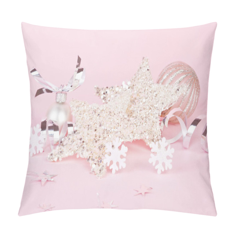 Personality  Pink And Silver Christmas Still Life. Pillow Covers