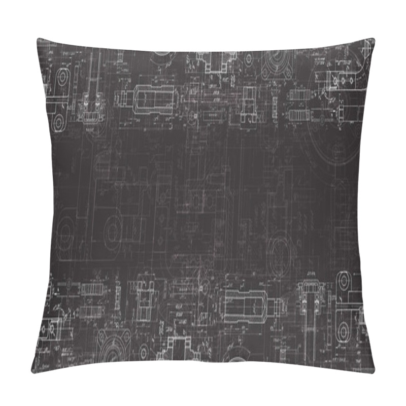 Personality  Technical Drawing On A Black Background.Mechanical Engineering Drawing Pillow Covers