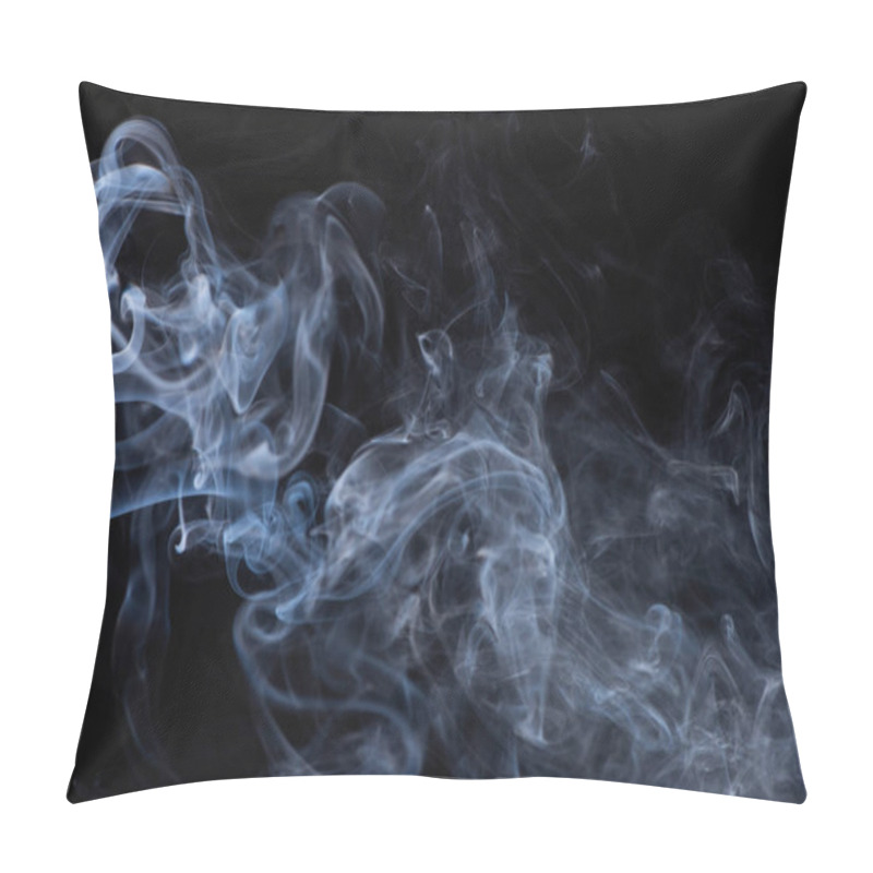 Personality  White Flowing Smoke Cloud On Black Background Pillow Covers