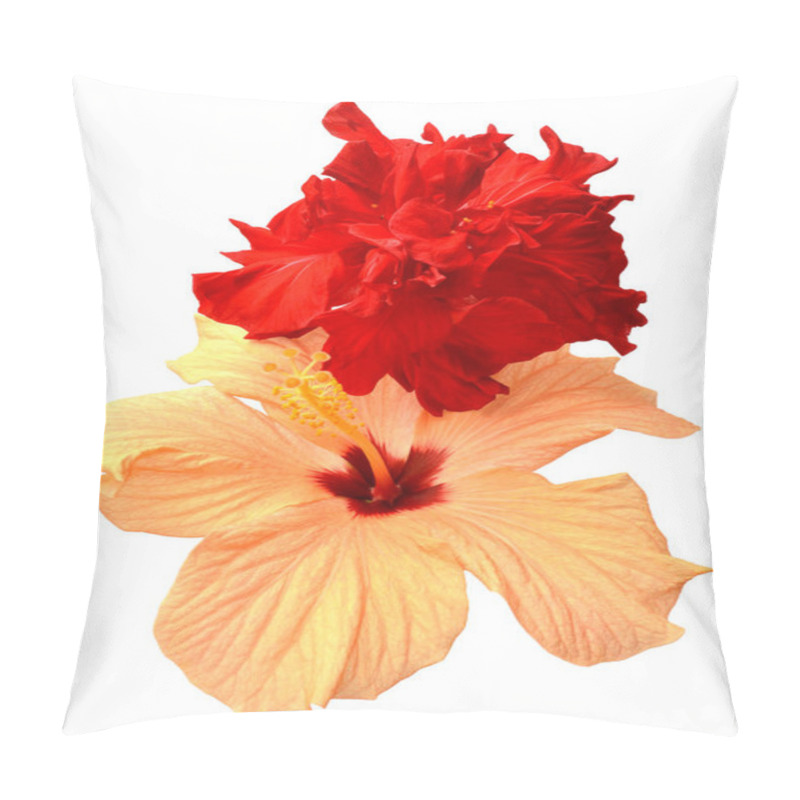 Personality  Yellow And Red Hibiscus Flowers Pillow Covers