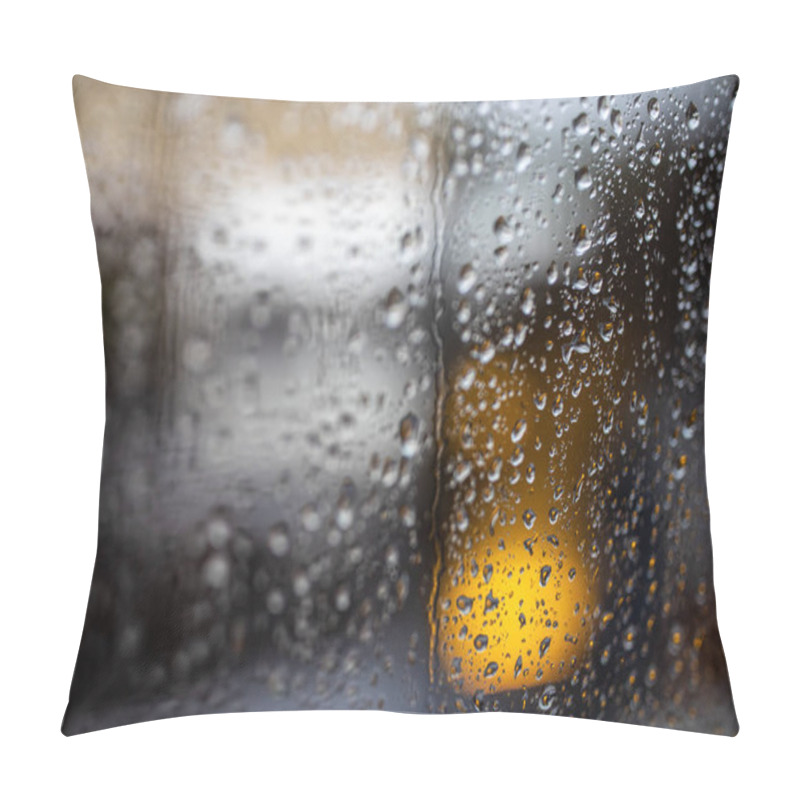 Personality  Rainy Afternoon City  Street Through A Window Pillow Covers