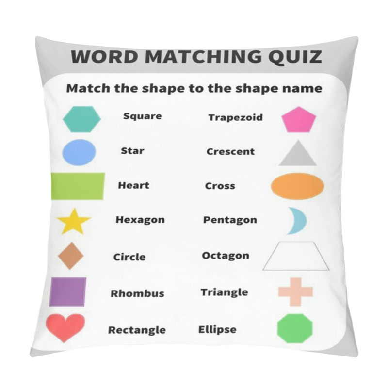 Personality  Basic Shapes Matching Quiz. Learning 2D Shapes For Children Pillow Covers