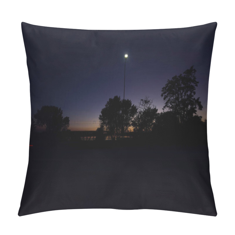 Personality  Road Next To A Park With Cars Passing By At Dusk Pillow Covers