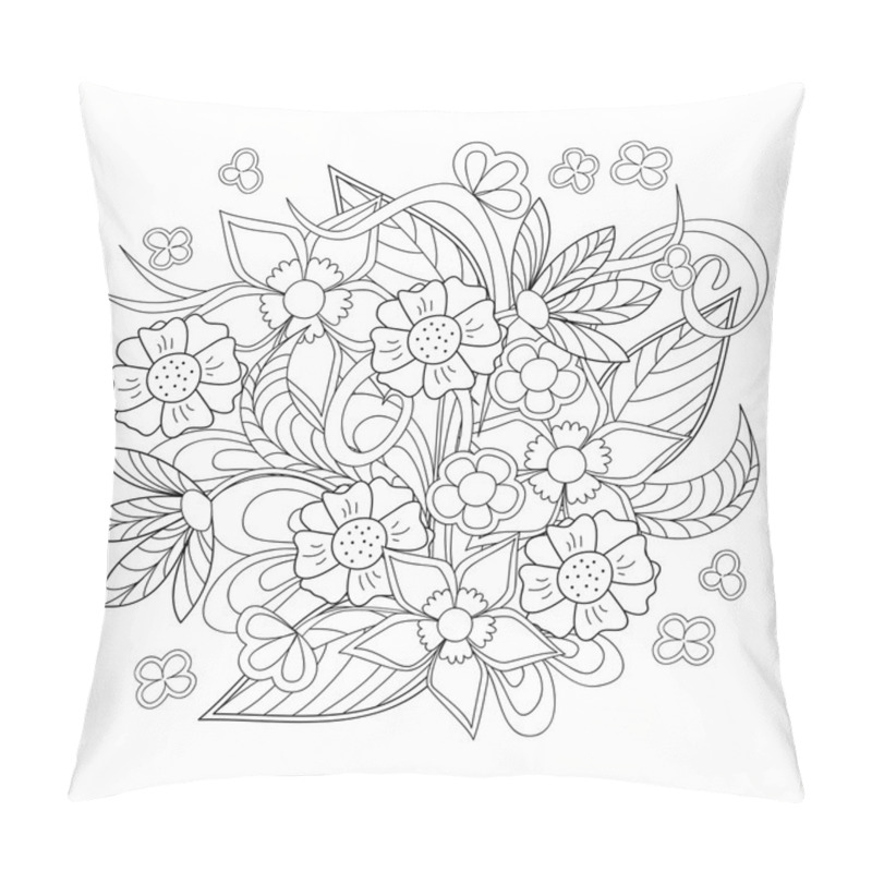 Personality  Image With Doodle Flowers Pillow Covers