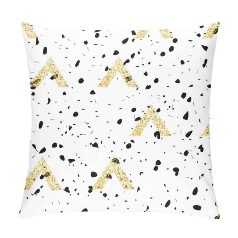 Personality  Gold Geometric Triangles With Black Dots  Pillow Covers